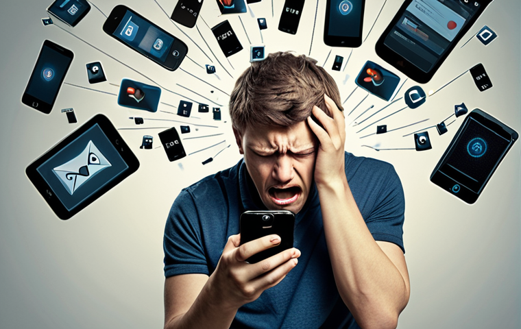 **

Prompt: A person looking stressed and overwhelmed by multiple smartphone notifications, including email, social media, and news alerts.  Focus on the feeling of being bombarded with information.  Use muted, desaturated colors to emphasize the negative emotion.

**