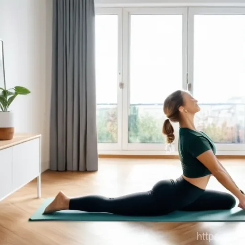 디지털 페인 관리의 경쟁 분석 - A calm, focused person in their late 30s, dressed in comfortable athleisure wear (yoga pants and a t...