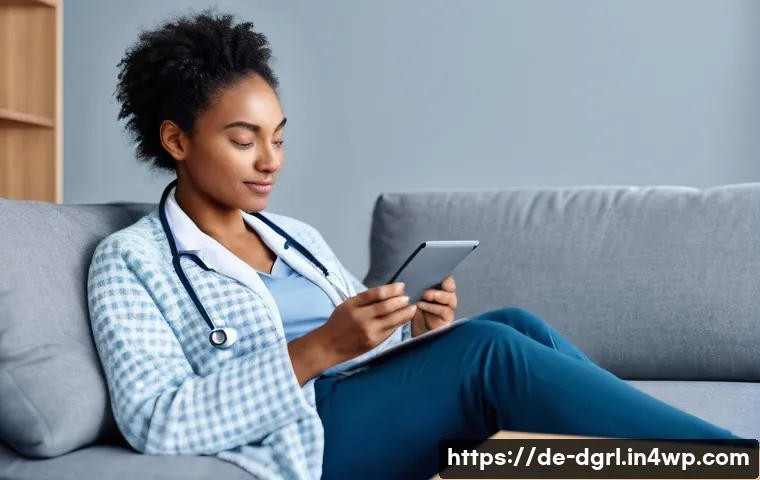 디지털 페인 관리의 기회와 위협 - **Prompt 1: Telemedicine Consultation from Home**
"A cozy and well-lit living room, featuring a ...